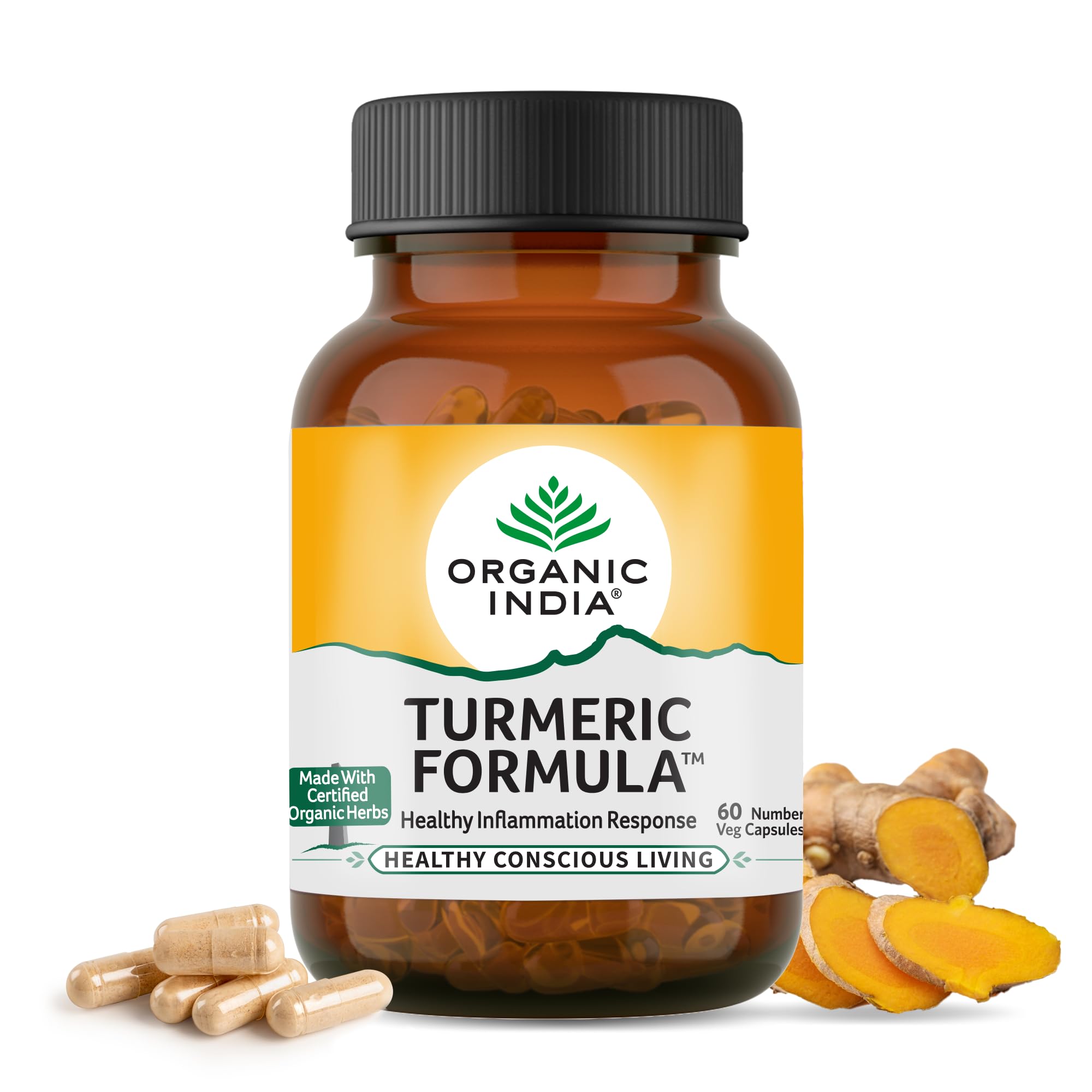 A TATA Product - Organic India Turmeric Formula - 60 Veg Capsules, Natural Anti-Inflammatory, Enhance Immunity, Liver Functions, Improves Metabolism, Skin, Bone & Joint Health, GMP & NPOP Certified-image-23