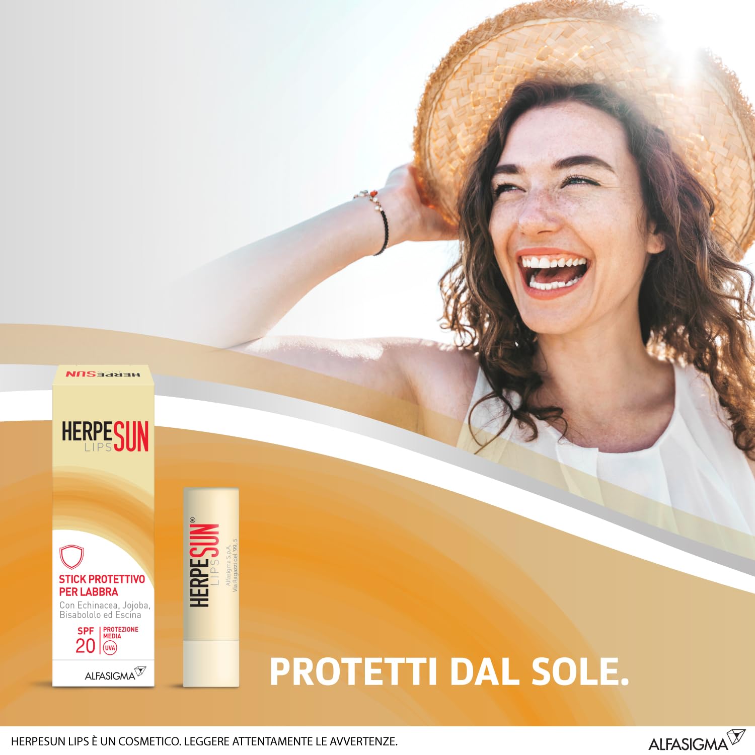 Herpesun Lips, Stick Labbra con Protezione solare SPF 20, 5 ml
