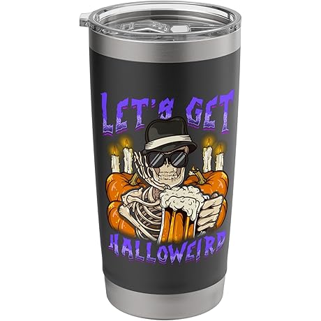 Halloween Keg Costume Lets Get Halloweird Party Beer Skeleton Stainless Steel Insulated Tumbler