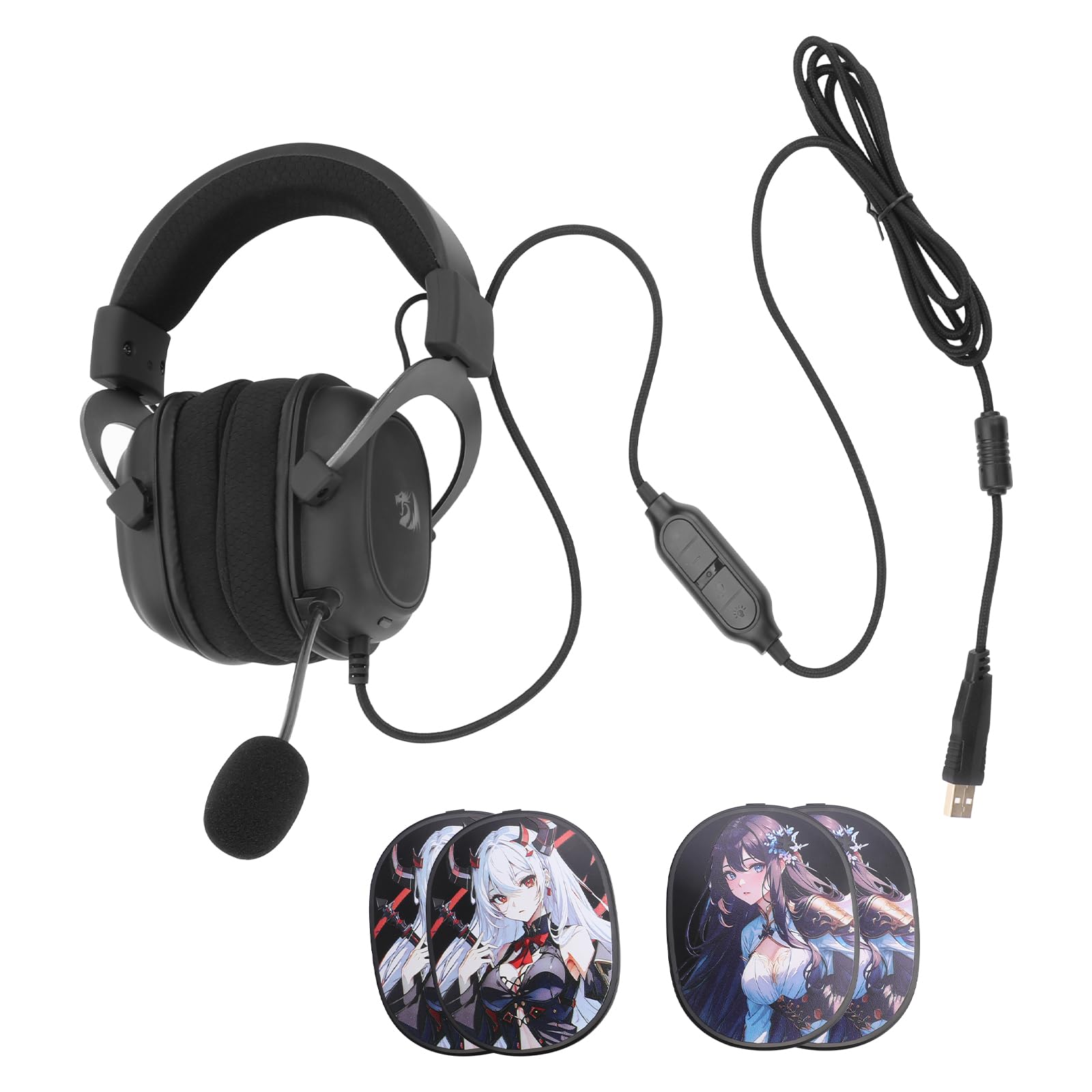 Redragon H510 AK RGB Gaming-Headset mit Kabel - 7.1 Surround Sound 53mm Audio-Treiber Memory Foam-Ohrpolstern austauschbarem Gehäuse Multi-Plattform Kopfhörer USB-betrieben für PC/PS4/NS