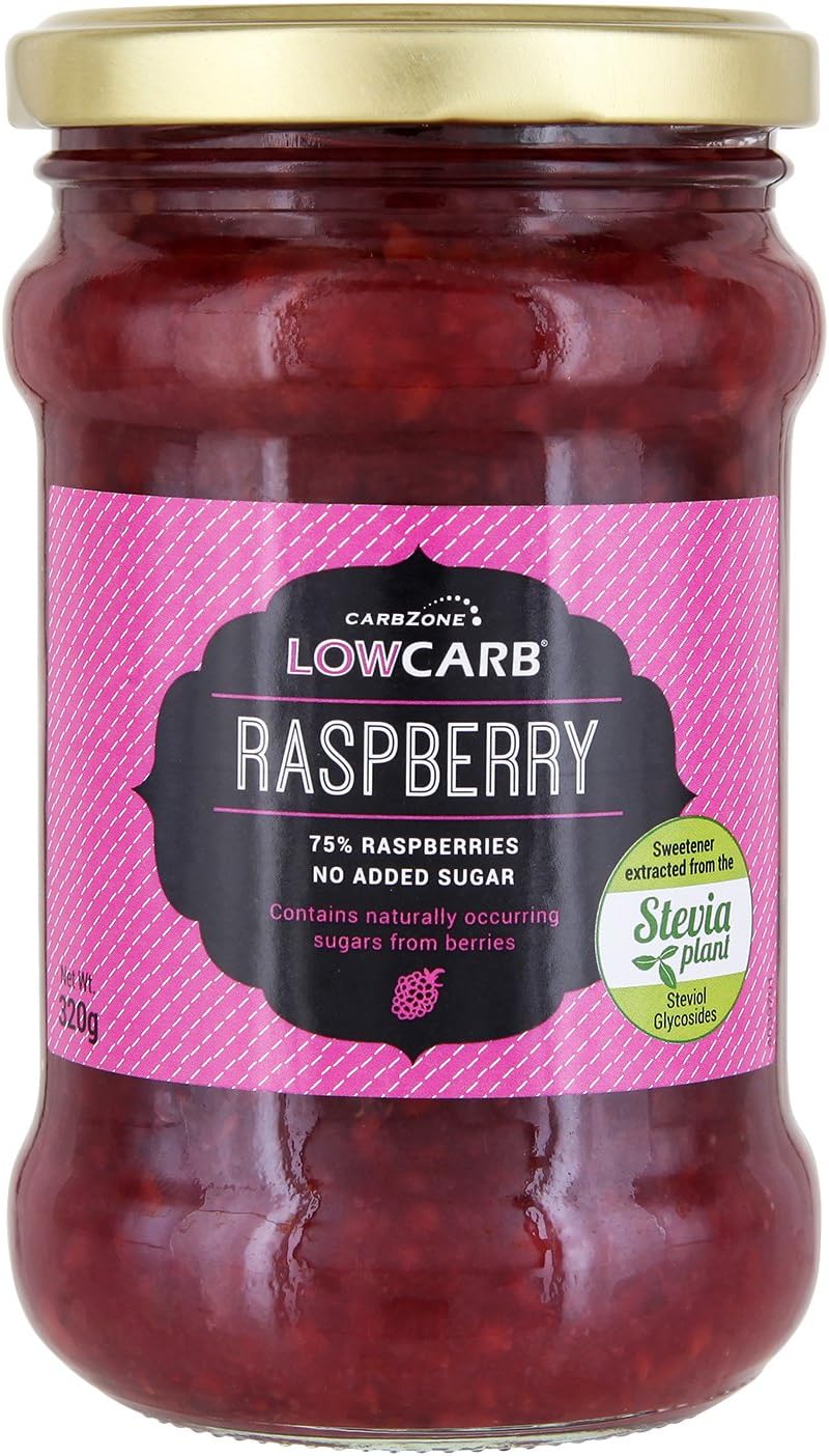 Low Carb Raspberry Jam, No Added Sugar, Diabetic Friendly, Vegetarian Friendly 320 Gram (Pack of 2)