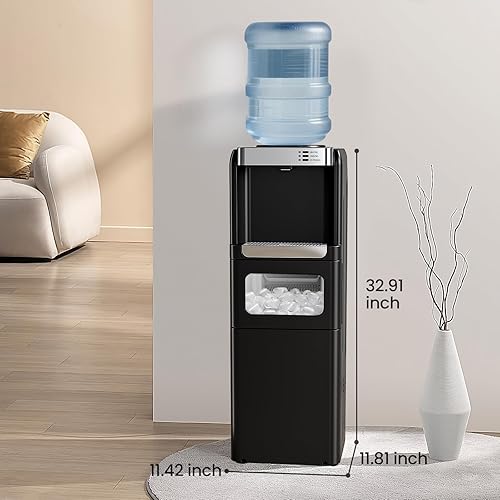 Miniatura 6 de Kismile Dispensador de enfriador de agua con máquina de hielo, enfriador de agua caliente y fría de carga superior para botellas de 5 galones, 33