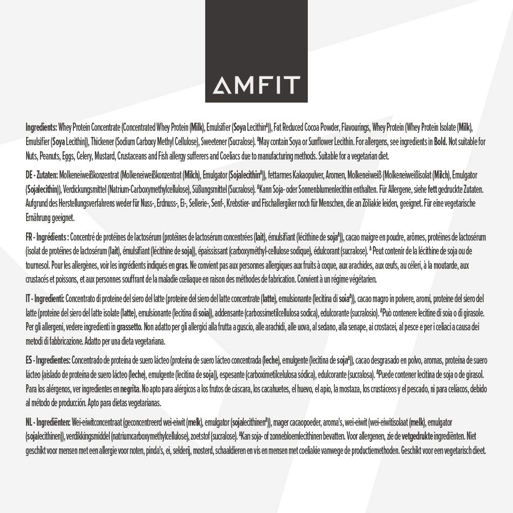 Marka Amfit Nutrition Amfit Nutrition Białko serwatkowe w proszku, orzech laskowy i czekoladowy, 33 porcje, 1 kg (1 sztuka)