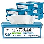 Medline ReadyFlush Flushable Wipes, 540 Wipes (60 Wipes, 9 Tubs), Scented, Biodegradable Flushable Incontinence Wet Wipes for Adults with Aloe, Hypoallergenic and pH-Balanced Personal Cleansing Cloths