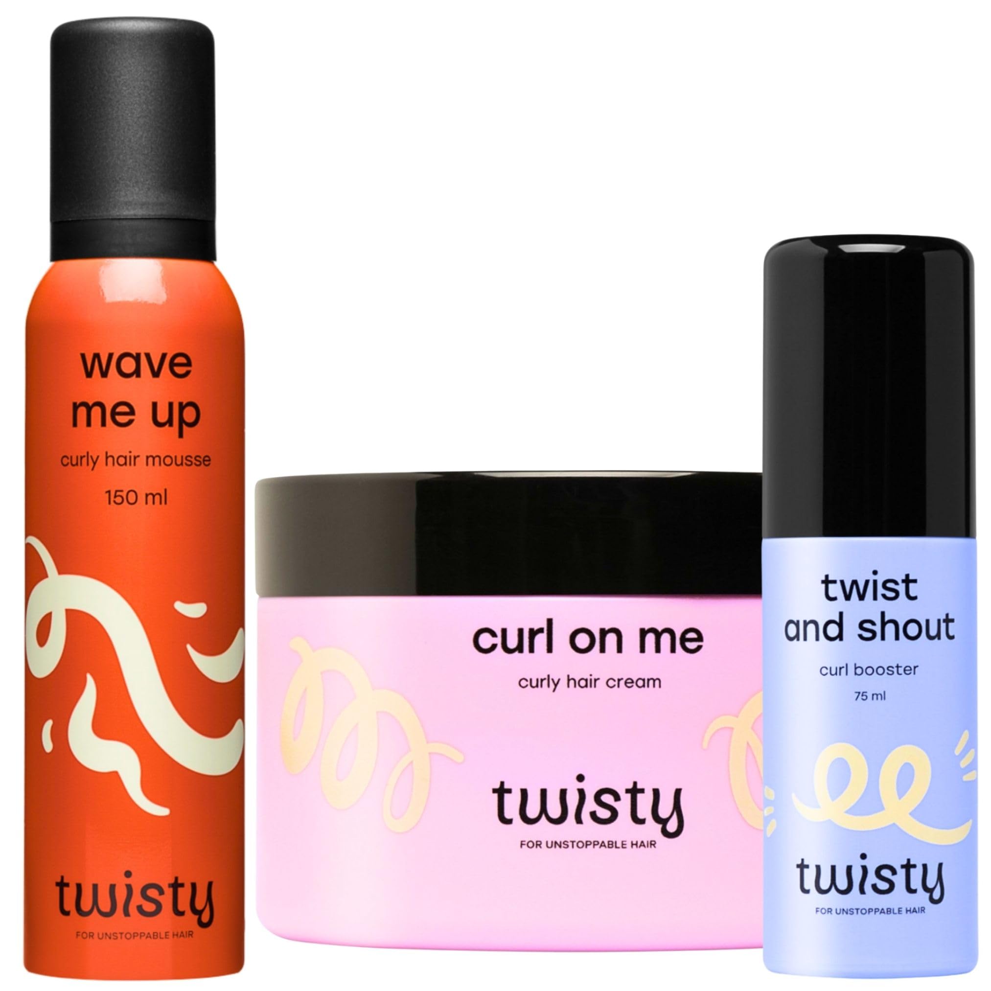 TWISTY Kit - Crème bouclée, mousse & Curl Booster - Soin naturel des boucles pour des boucles définies, brillantes et élastiques