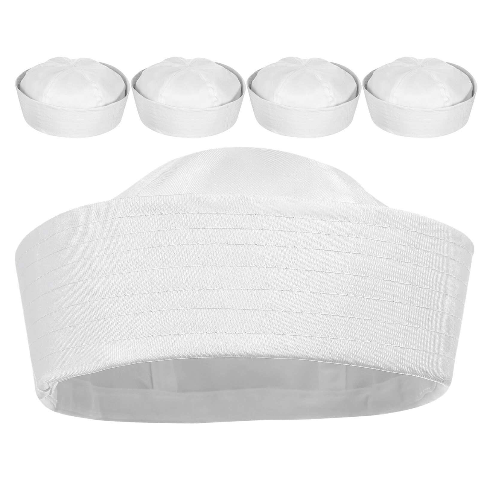 BESPORTBLE 5 Pezzi Cappello da Marinaio Uomo e Donna in Poliestere Bianco Forma Strutturata, Comfort e Vestibilità, per Matrimoni a Tema Yacht e Halloween