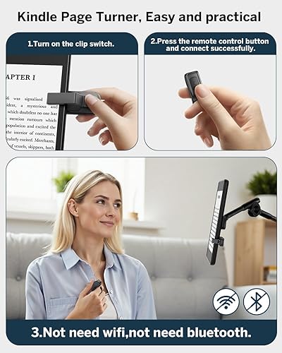 Miniatura 3 de Compatible con fundas Anillo giratorio de página con control remoto para Kindle Paperwhite Oasis Scribe Kobo eReaders, controles remotos de