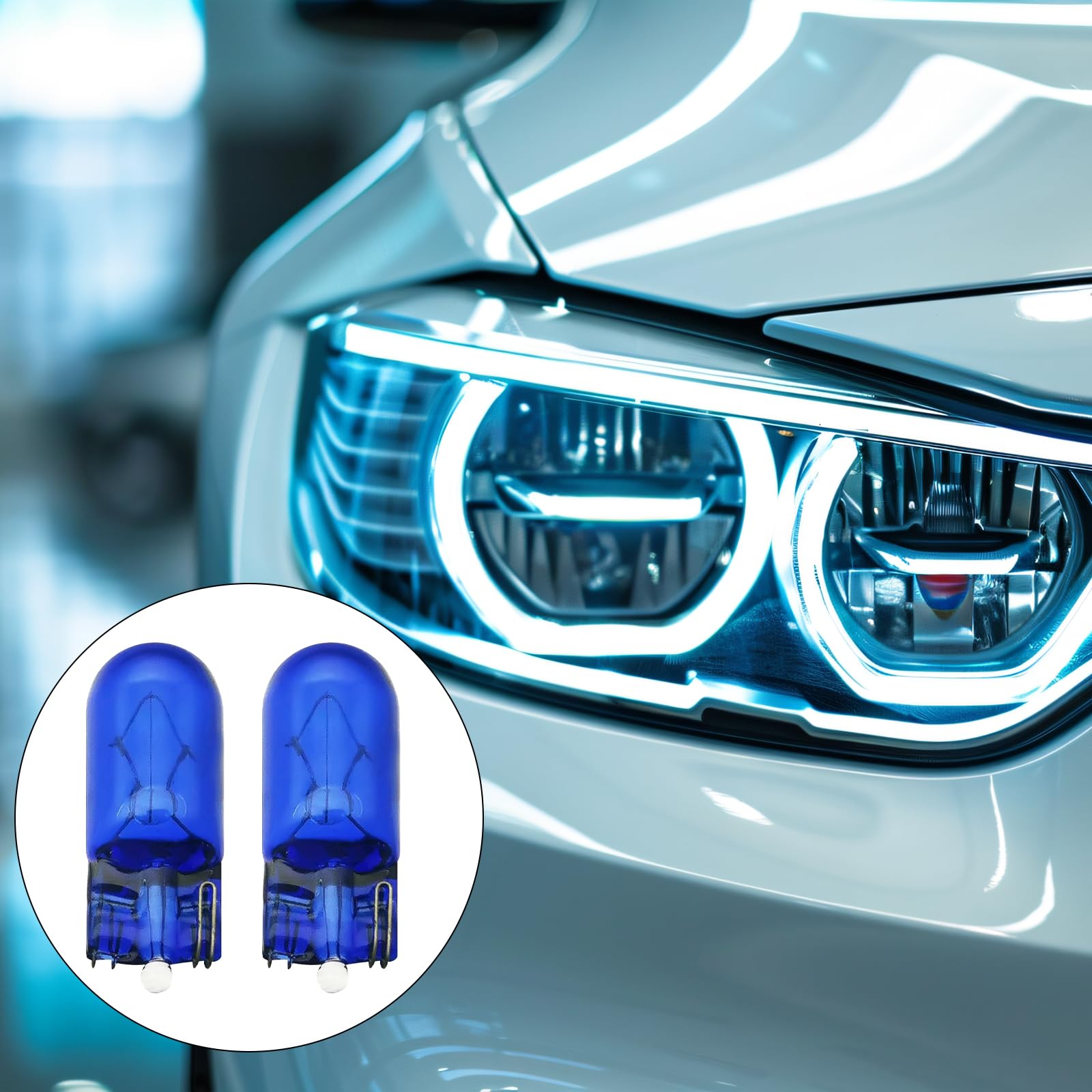 10 sztuk niebieskich lamp postojowych, szklanych żarówek halogenowych T10, niebieskie W5 W, światło postojowe, oświetlenie tablicy rejestracyjnej, oświetlenie tablicy rejestracyjnej, oświetlenie
