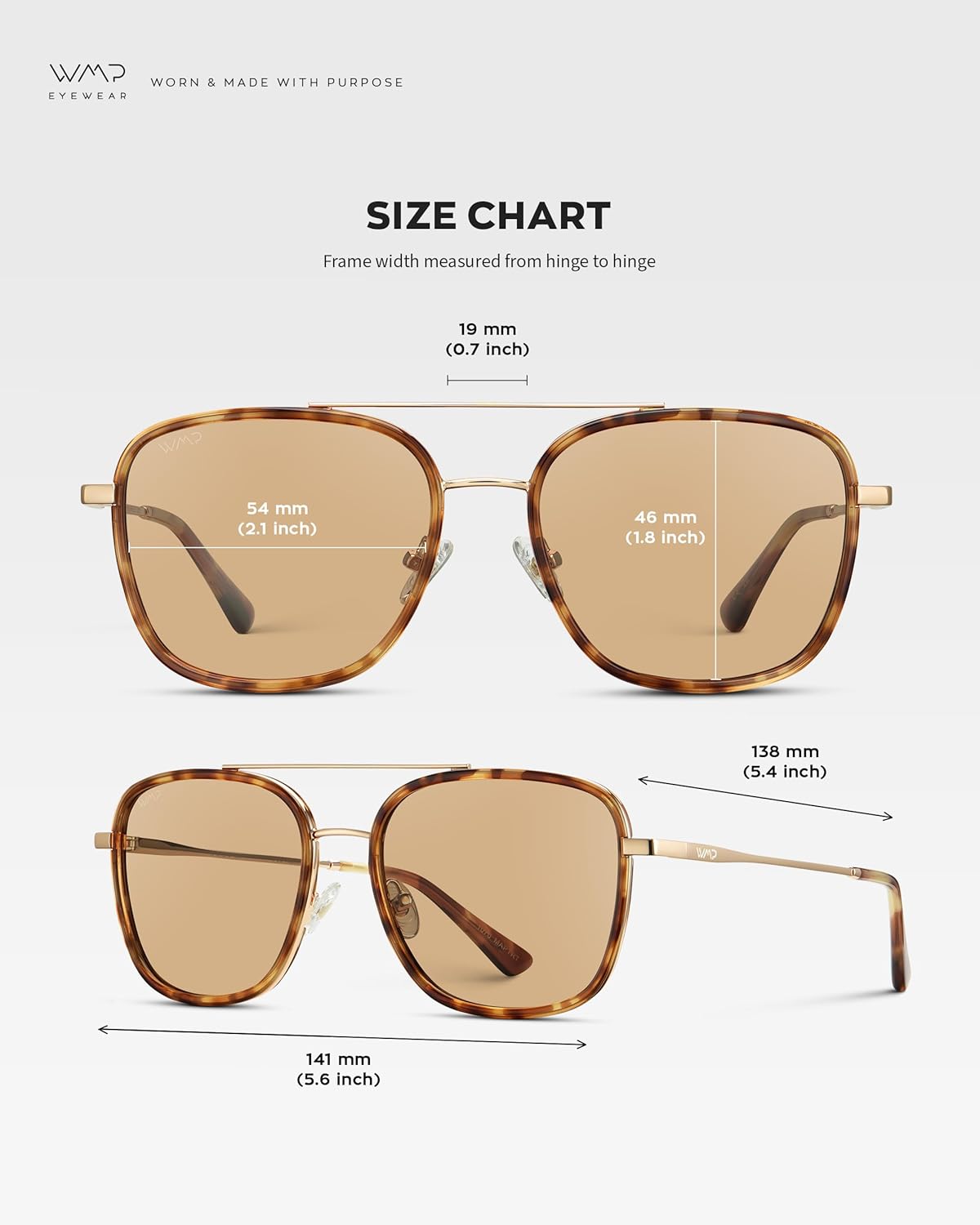 WearMe Pro - Women’s Polarized Square Sunglasses: Modern Square Aviator with Double Bridge Vintage Aesthetics