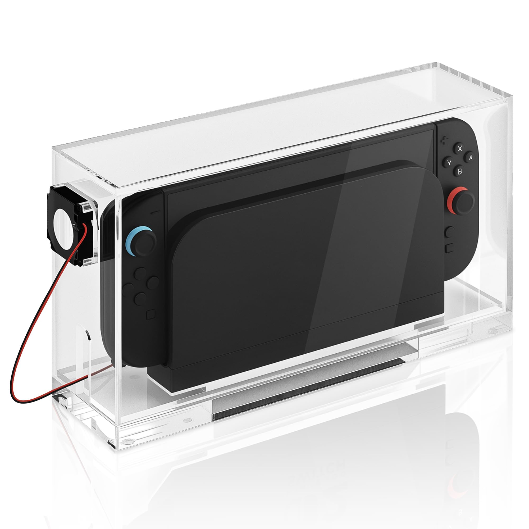 Geekria Copertura antipolvere compatibile con Nintendo Switch 2/ OLED, custodia protettiva da scrivania in acrilico con ventola di raffreddamento silenziosa (Trasparente)