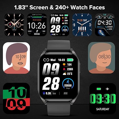 Miniatura 8 de BRIBEJAT Reloj inteligente (marcaciónrespuesta de llamada) Pantalla de 1.83 pulgadas, 110+ rastreador de fitness deportivo con podómetro SpO2ritmo