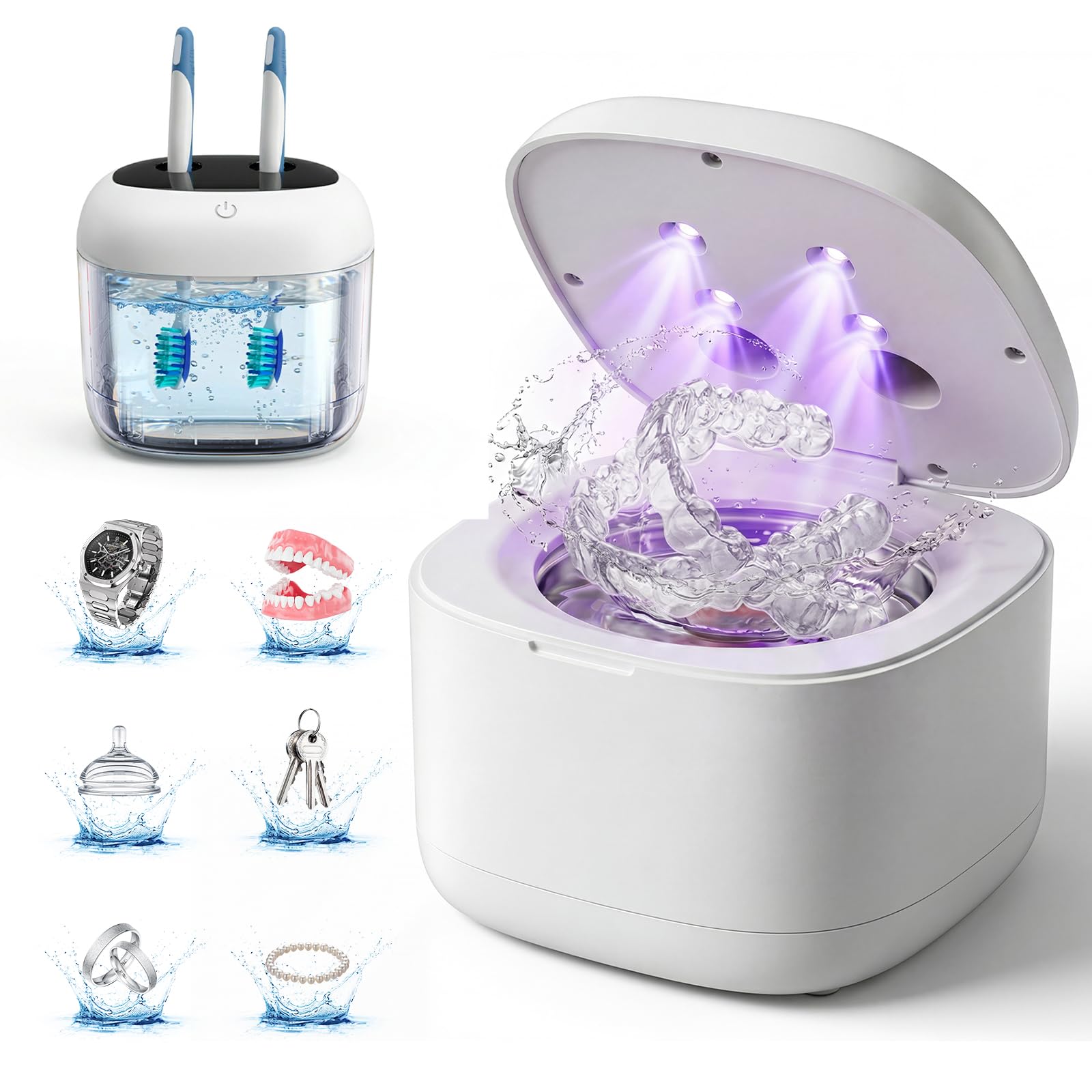 Nettoyeur Ultrasons Pour Prothèses Dentaires 45kHz Haute Fréquence UV 3 Modes 200ML Réservoir INOX 304