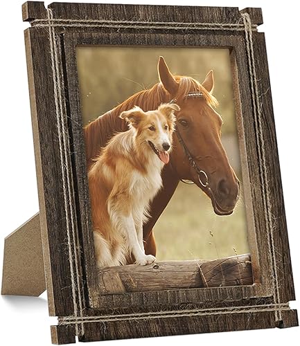 Miniatura 1 de Hiwhy Marcos de fotos de 4 x 6 pulgadas, marco de fotos rústico marrón oscuro, marco de fotos de madera para montaje en pared y mesa, decoración de