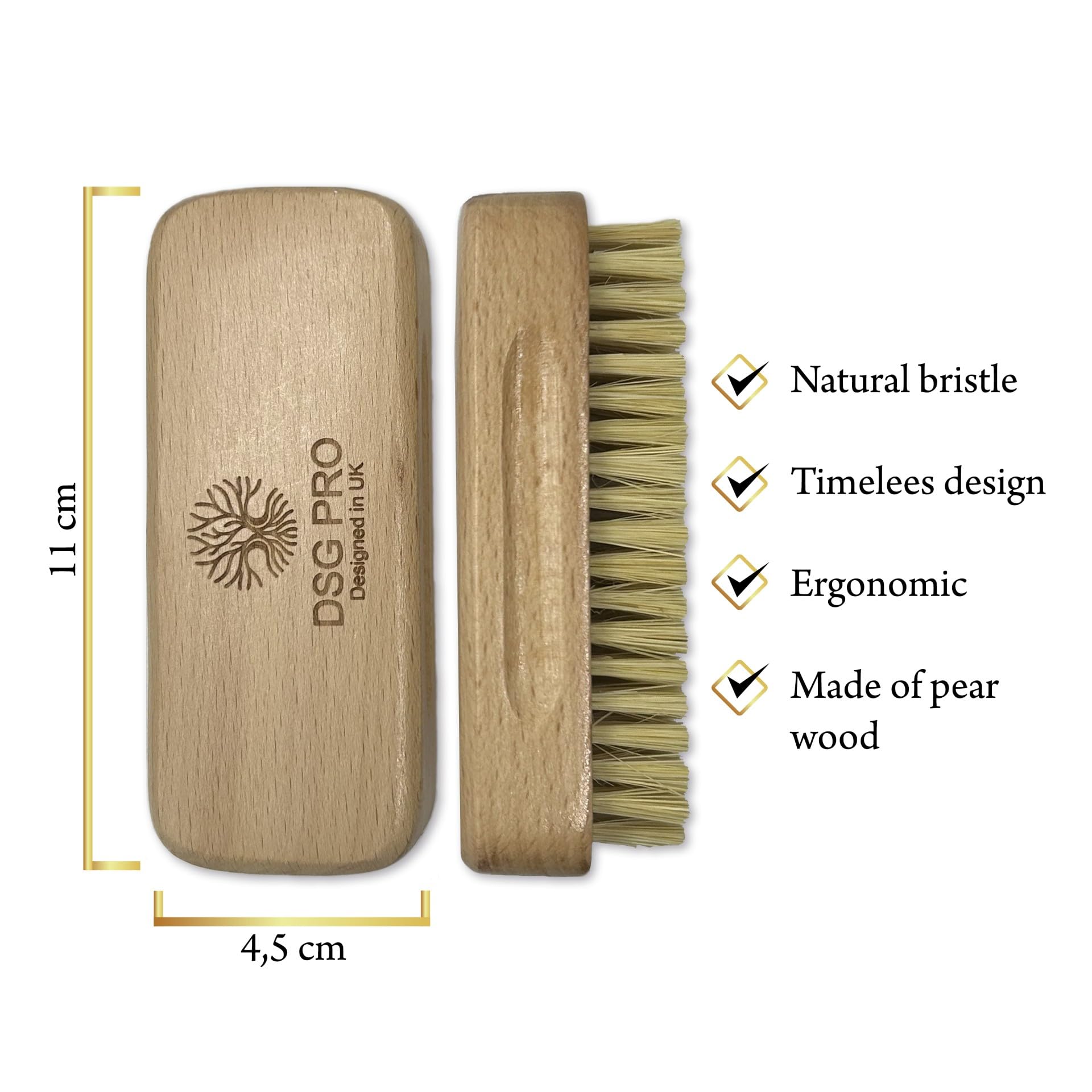 DSG PRO 2-Piece Wood Nail Brush Set | Fingernail Cleaner and Scrubber for Men, Women, Girls | Natural Wooden Nail Cleaning Tools for Home Spa, Manicure, Pedicure | Nail Polish Remover, Exfoliator - Image 2