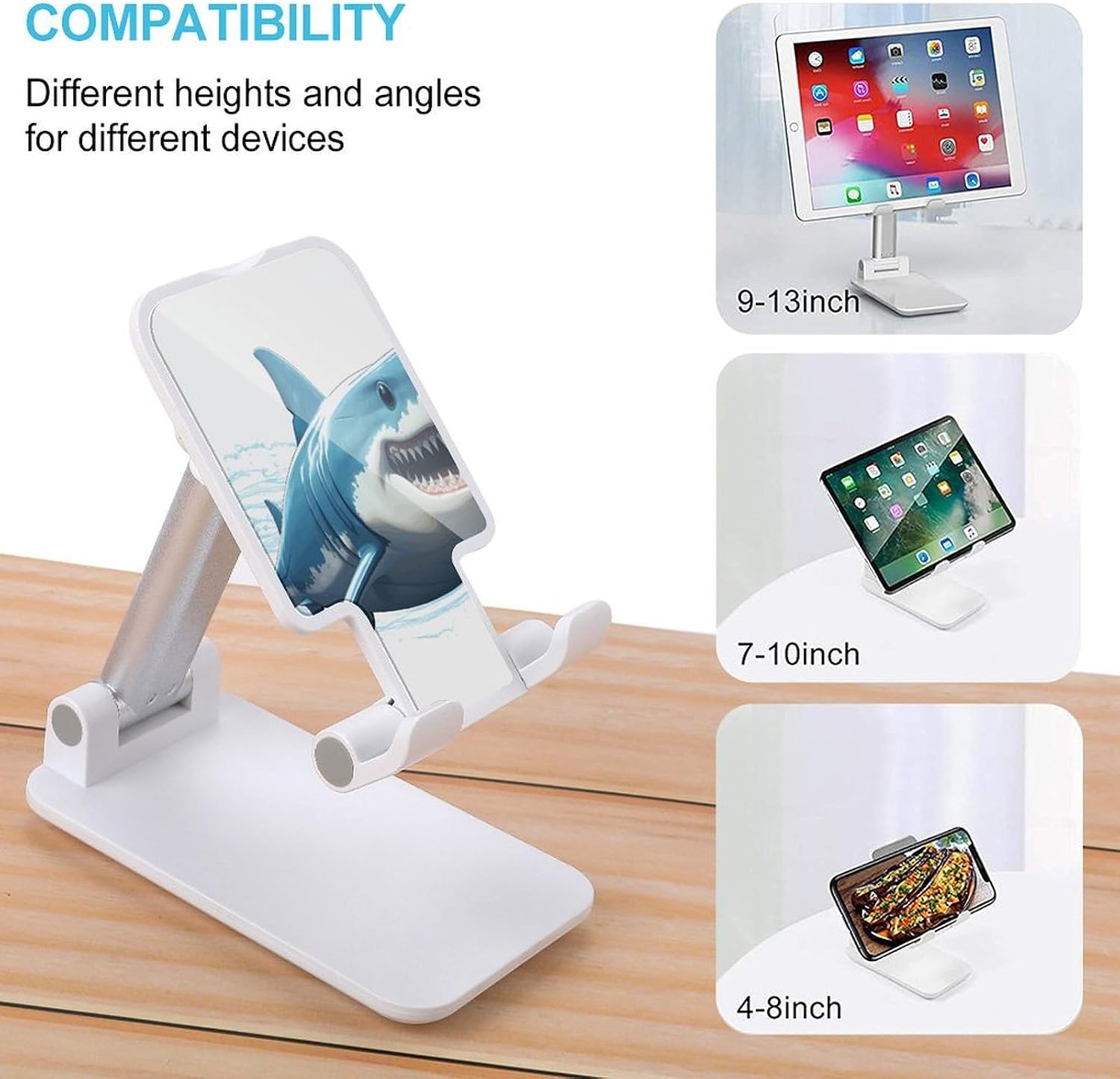 Blue Shark Folding Cell Phone Stand, Portable Phone Holder image 3