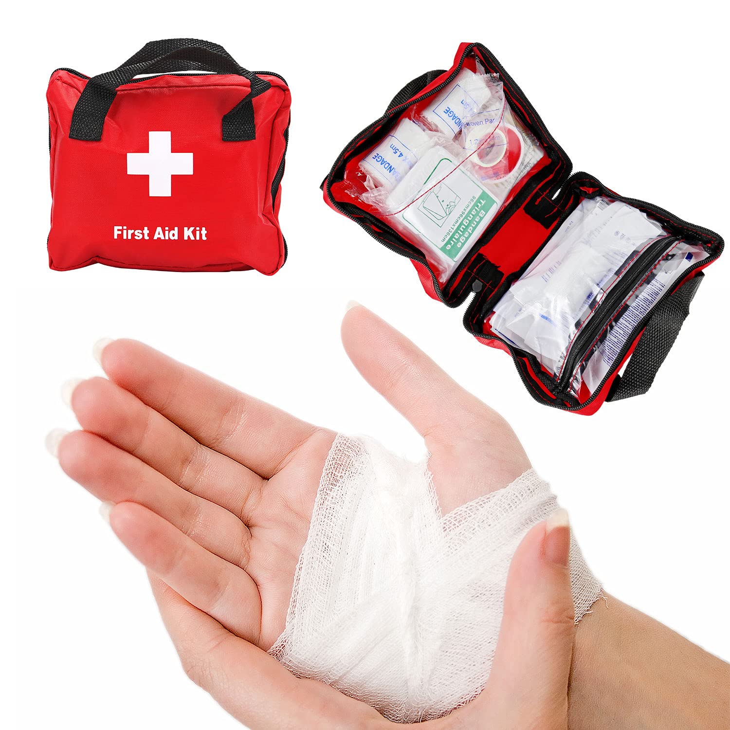 Taylor & Brown 90 Piece Premium First Aid Kit Bag - Includes Cooling Gel Patch, 2 x Cold (Ice) Packs and Emergency Blanket for Home, Office, Car, Caravan, Workplace, Travel