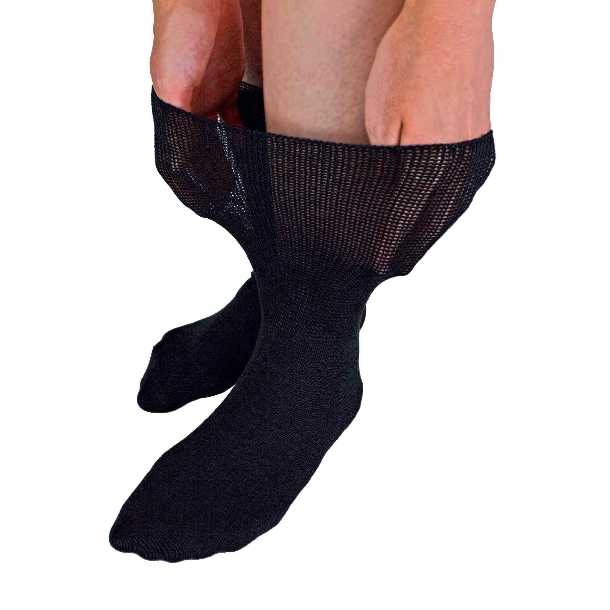 Wackysox (9-11, Black) Dr.socks - 1 Pack Extra Wide Bamboo Oedema Socks