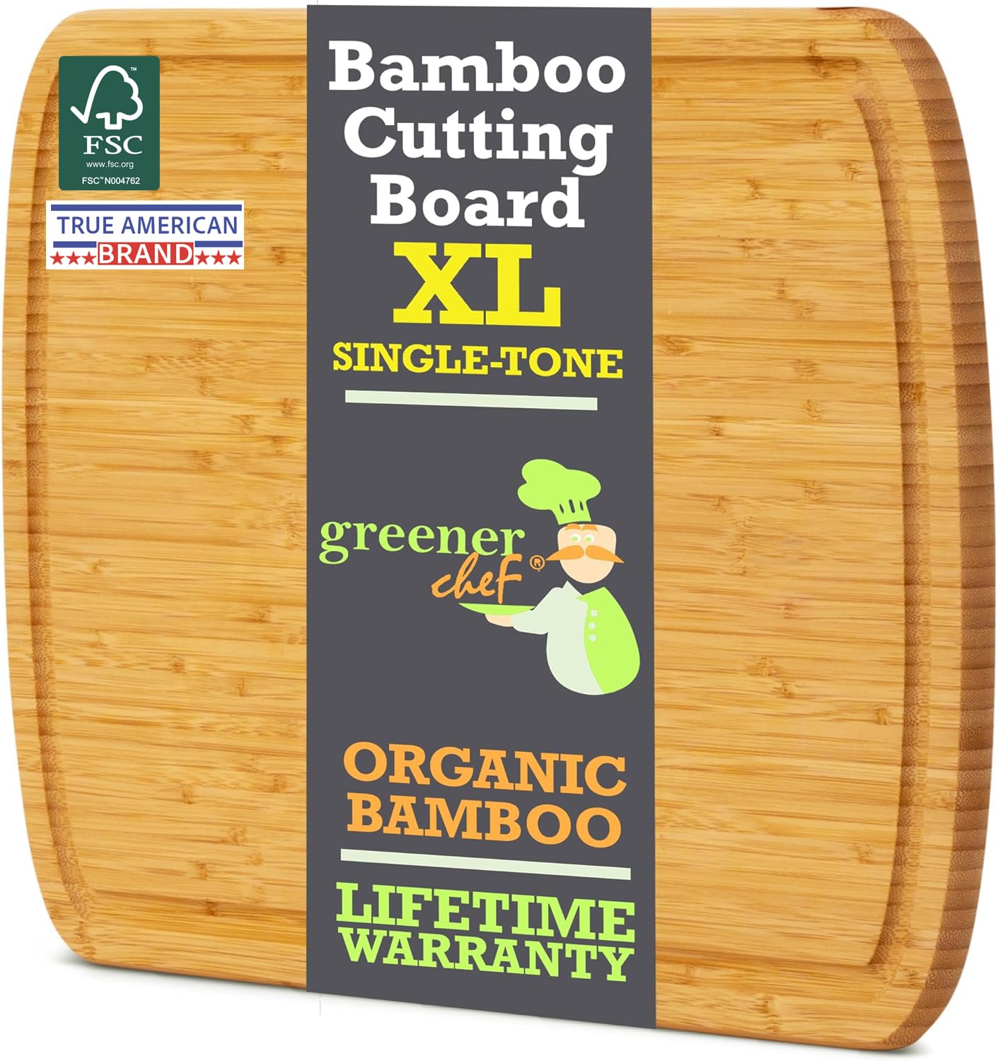 GREENER CHEF 18 Inch Extra Large Bamboo Cutting Board with Lifetime Replacements - Organic Wooden Butcher Block, XL Chopping Board for Kitchen, Meat, Vegetables, and Food PrepThe Forest Stewardship Council