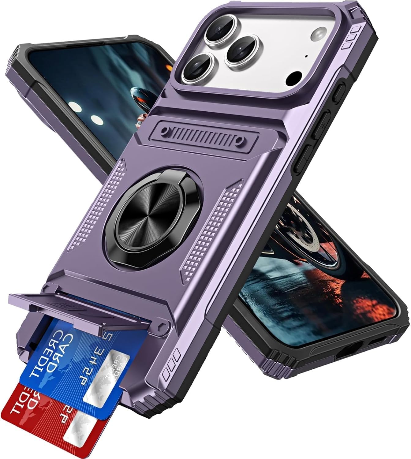 Coque iPhone 17 violette rigide en silicone avec porte-cartes chic - 8