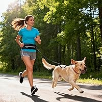 Vista 9 de Correa para perro manos libres con bolsa con cremallera, correa elástica reflectante retráctil de doble asa para perros pequeños y medianos, correr