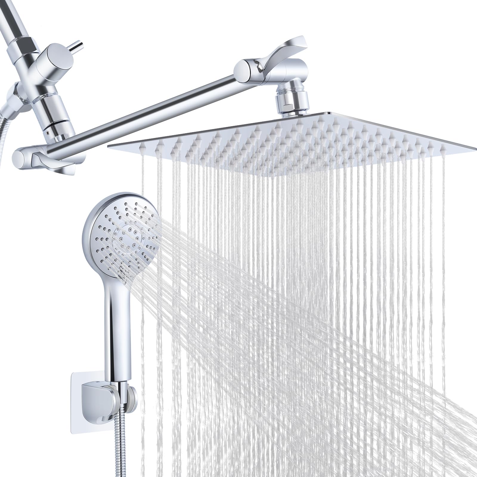 Qomolangma Dual Shower Heads with Handheld Spray Combo, 8 Inch High Pressure Rainfall Shower Head with 11" Extension Arm, 5 Settings Powerful Handheld Spray with 60" Long Hose & Holder (B0CLL6BSV5) Amazon Price History, Amazon Price Tracker