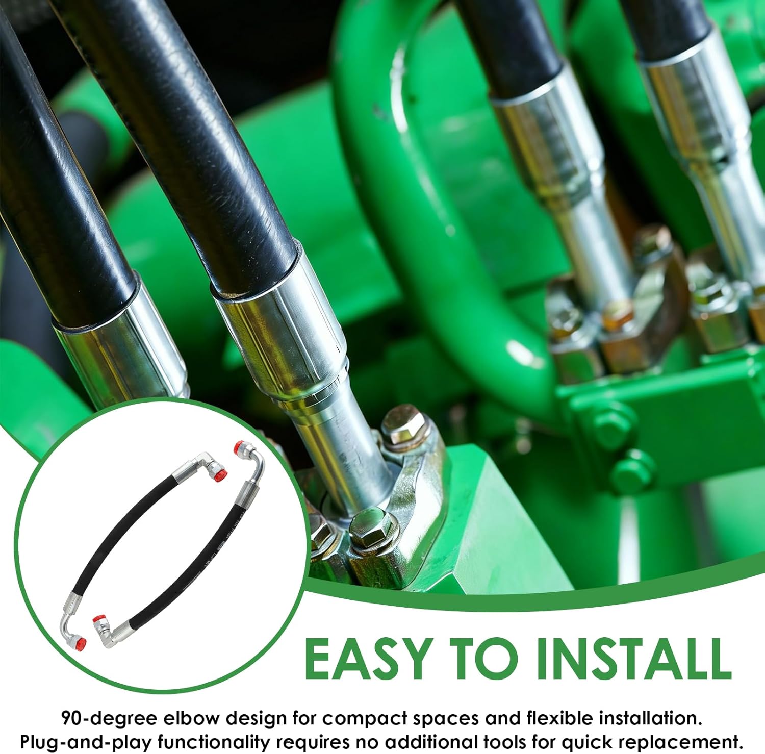 AW29374 Hydraulic Hose Fits for John Deere Front Loaders D120 H120 H130 H160 H165 120E 120R 200X 200CX 210 300 300X 300CX 300E 300R 305 400E 400X 400CX 410 419 420 430 460 512 Replacement (2 pack)