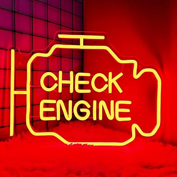 Garage Decor Neon Light, Check Engine Neon Sign for Wall Decor Car Repair Shop Party Man Cave Bar, Garage Neon Sign, Neon Lights for Wall Decor GarageYellow