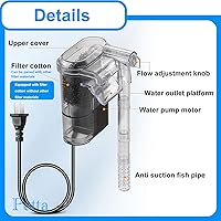 Vista 2 de Quiet Hang on Aquarium Filter for Betta, Slim HOB Fish tank Filter for 3-10 Gal Planted Aquariums & Aquascaping with 1 Pre-Filter Sponge ，Adjustable