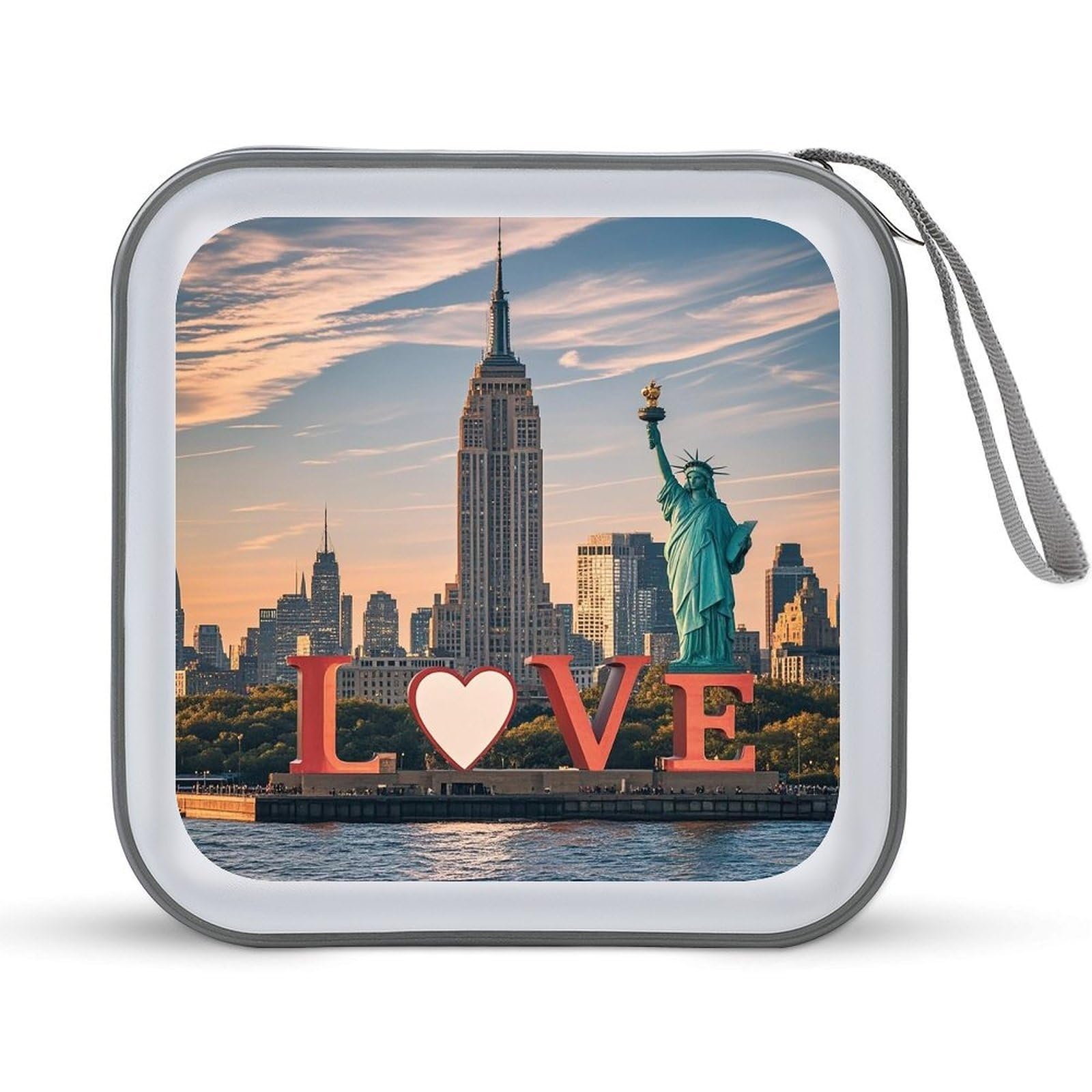 Portátil estuche para CD y DVD de gran capacidad Love from New York con cremallera