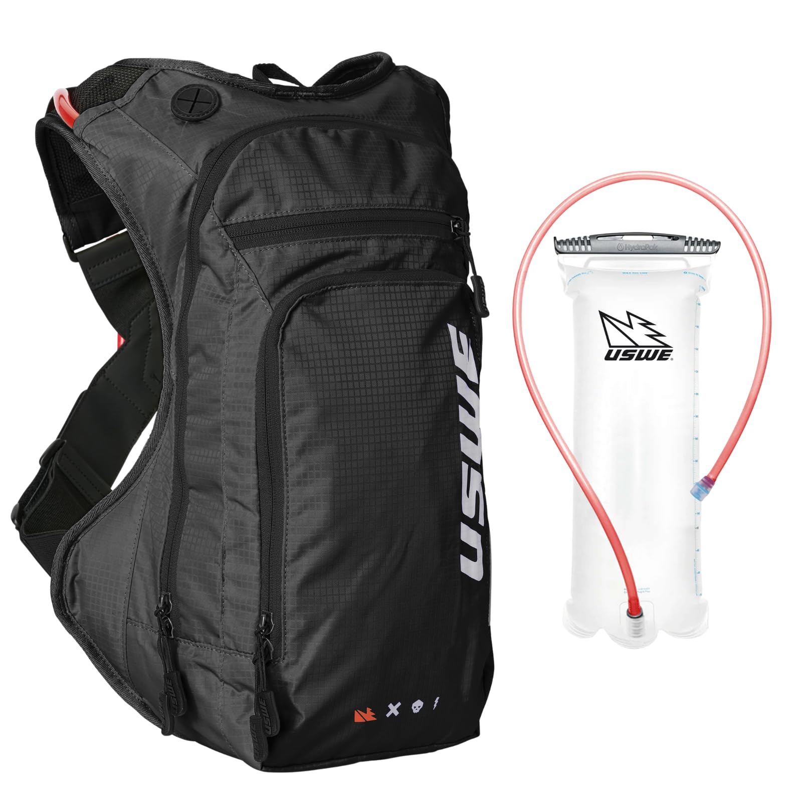 USWE Outlander Moto Hydration Pack, Running, Hiking Hydration Backpack with Water Bladder, Hydropack for Men and Women, Backpack Gear and Equipment for Cycling, MTB (Black, 9L)