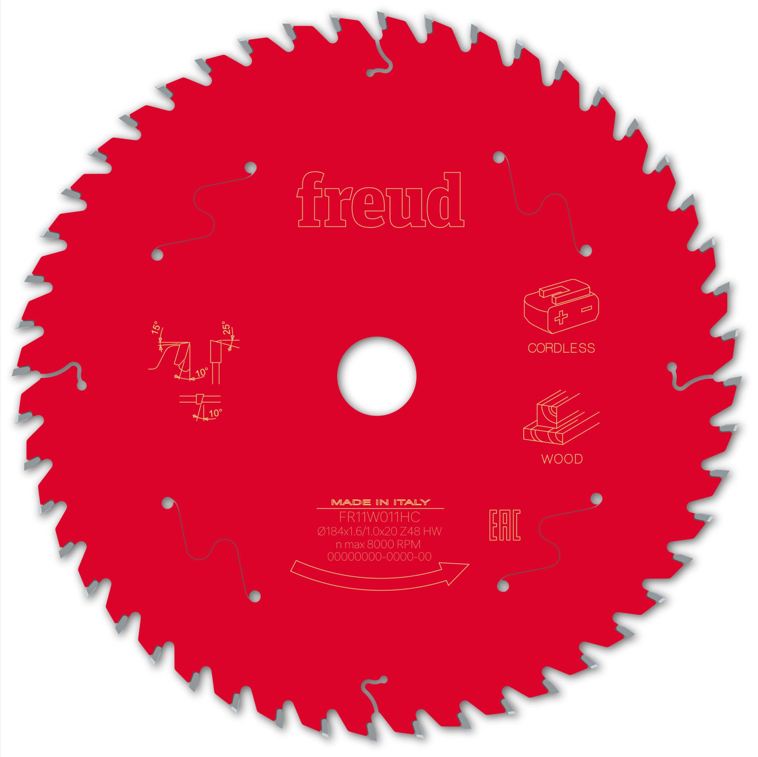 Freud Wood Saw Blade 184mm x 20mm 48T Cordless