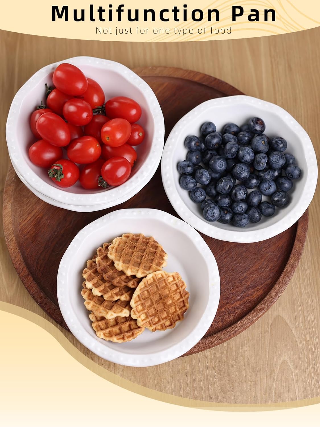 GDCZ Mini Pie Pan Set of 4, Ceramic Individual Stackable Pie Tins，Non-Stick Baking Bread Pan, Microwave and Dishwasher Safe, 5.8 Inch 8OZ, White/Brown