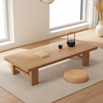 Japanese Floor Table, Low Coffee Table, Japanese Coffee Table, Solid Wood Tatami Tables, Palace Style Small Wooden Tables for Sitting On The Floor A, 100x60x38cm/39.4"x23.7"x15"