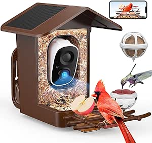 PeckCam® Bird Feeder with Camera Solar Powered, AI Identify & Auto Capture, 2K HD Live Video Smart Bird Feeder Camera Instant Notifications in Backyard, Gift for Bird Lovers asin的图片