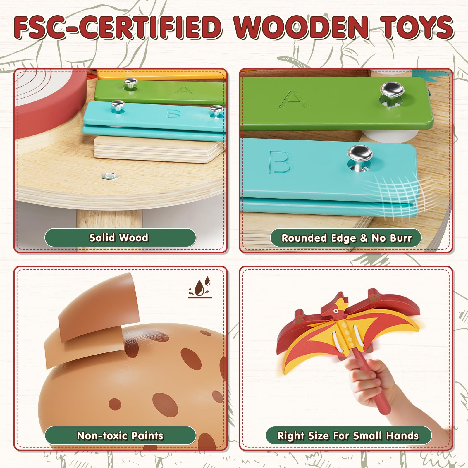 Lehoo Castle 9 in 1 Giochi Legno Montessori Strumenti Musicali, 9 in 1 Bambini Tamburi Set con Xilofono Batteria, Gioco 2 3 4 Anni, Educativi Interattivo Regalo