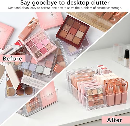 Miniatura 7 de Paquete de 2 organizadores de maquillaje para paleta de sombras de ojos y organizador de lápiz labial, organizador de paleta de maquillaje dividida