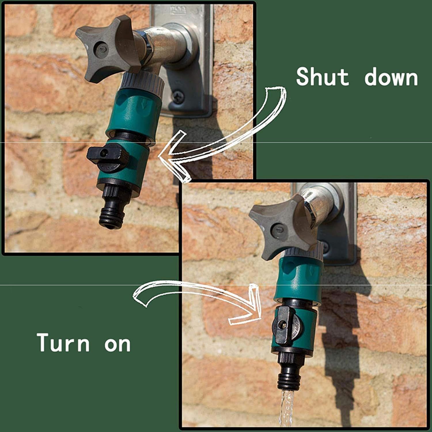 TOPWAYS Quick Release in Line Shut Off Valve for Join Garden Hose Pipe Tube One Male and One Female Connector Valve Extender with Matching Hose End Quick Connectors - Image 3
