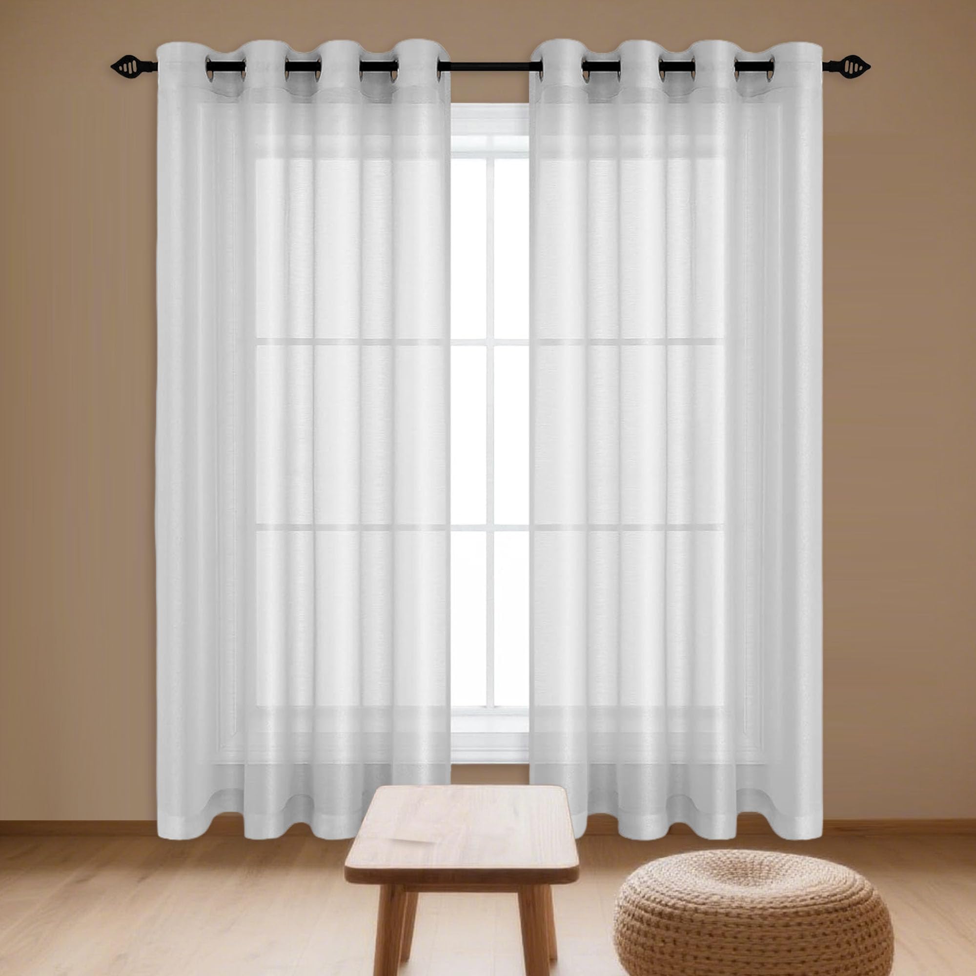 Rideaux voilages gris clair 550x190 de finition moderne