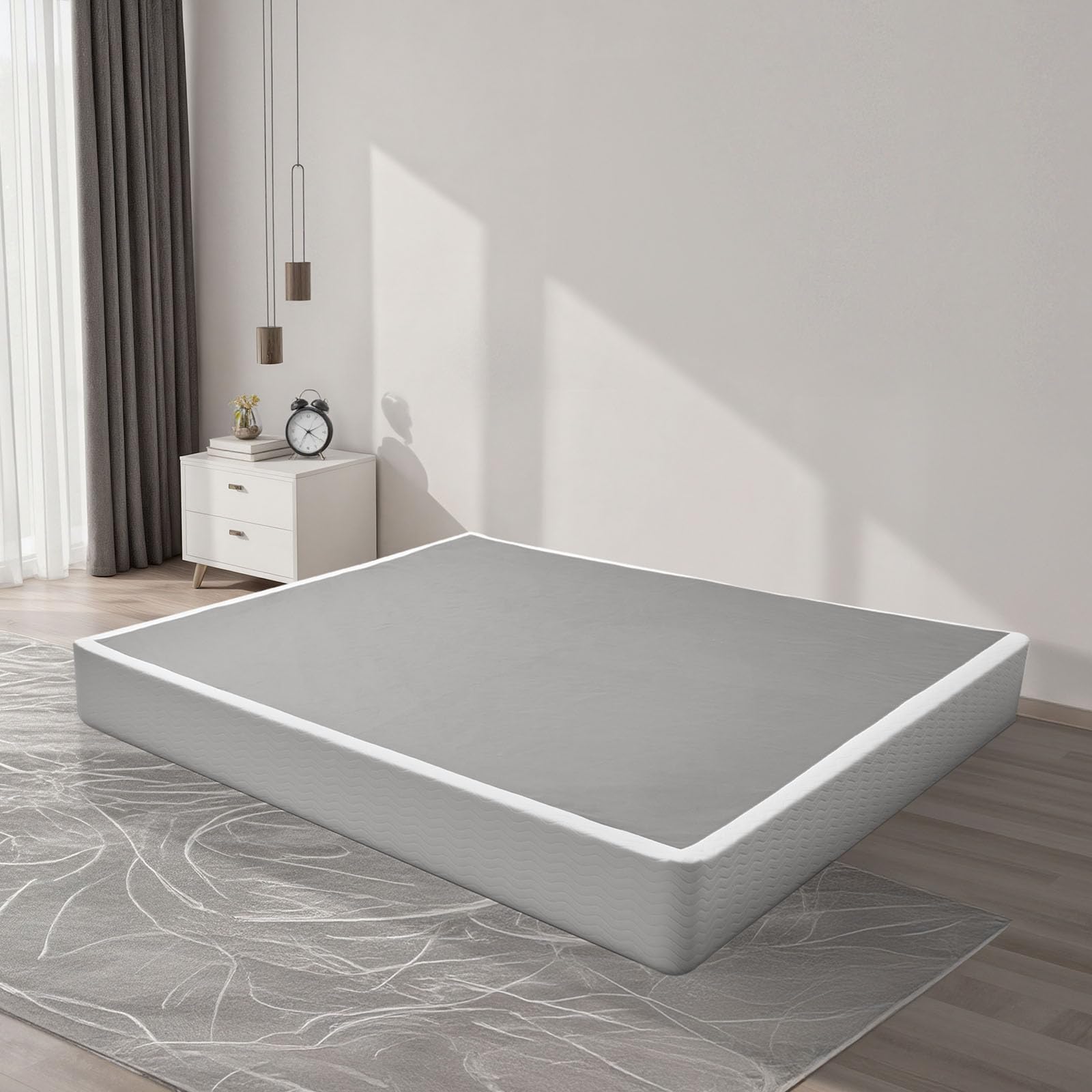 VEVOR Boxspringbettgestell (King-Size) mit Waschbarem Stoffbezug, Metallrahmen (2010 x 1925 x 230 mm) für Queensize-Betten, 23 cm Matratzenauflage, Max. Belastbarkeit 1587,57 kg, Matratzenfundament