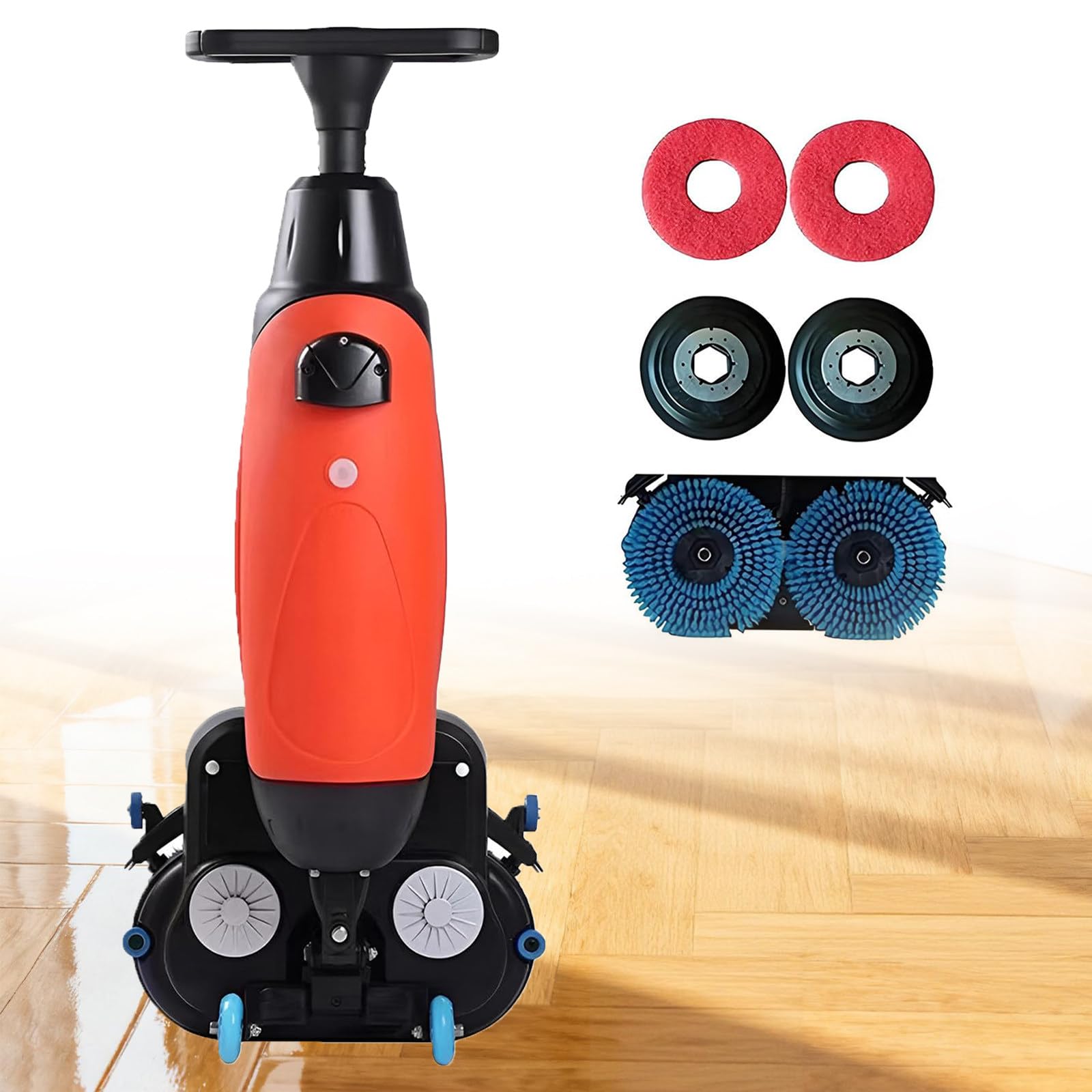 Lavasciuga pavimenti professionale con operatore a bordo, mini lucidatrice portatile professionale per piastrelle con rotazione a 360°, larghezza 43 cm, per pavimenti in piastrelle, rosso-15