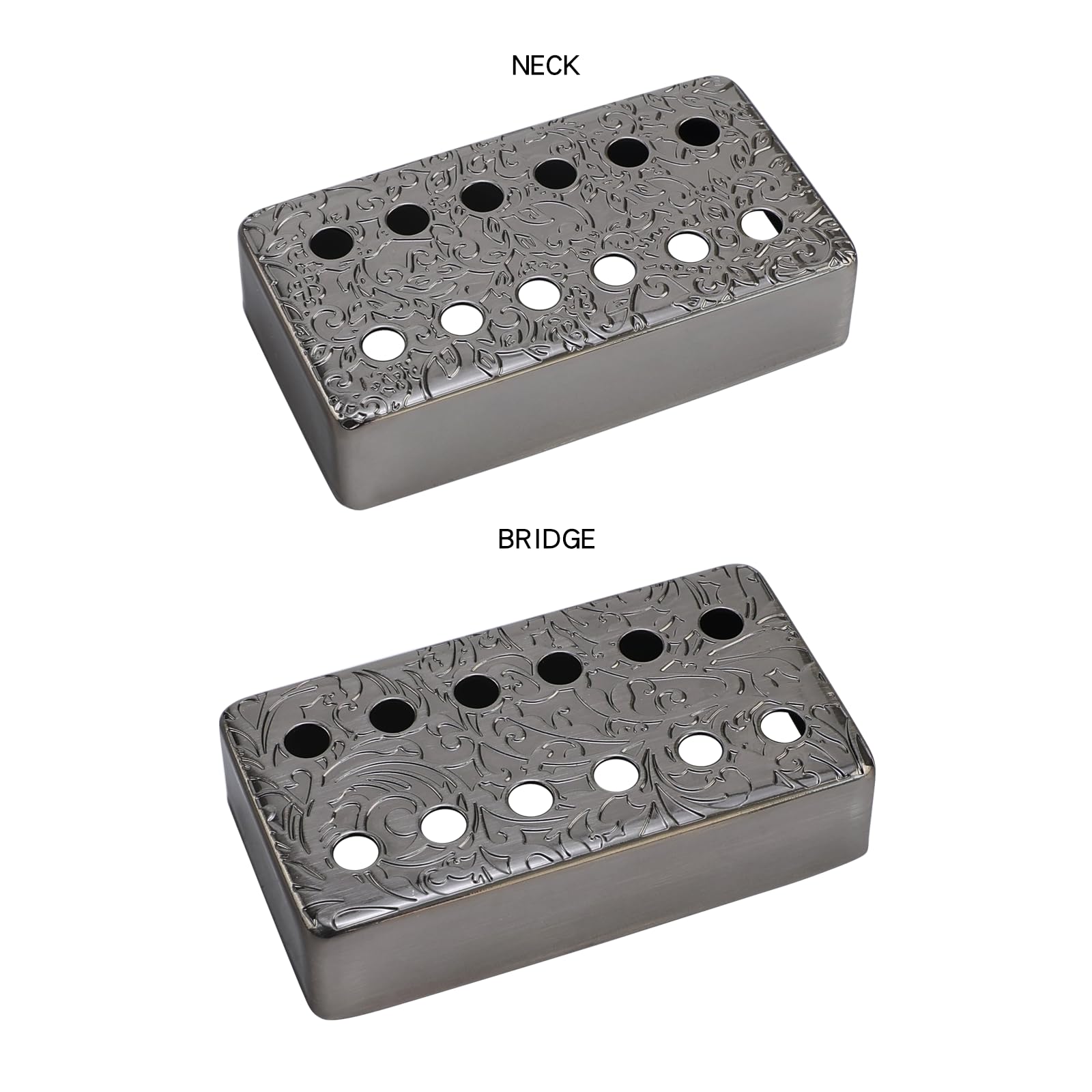 OVSAL Set of 2 Brass Guitar Pickup Covers 50mm/52mm Pole Spcing Electric Guitar Pickup Covers Humbucker Guitar Pickup Cover Metal Guitar Pickup Covers for Lp Les Paul Electric Guitar (Metallic Gray)