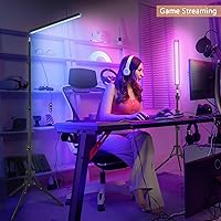 Vista 7 de Paquete de 2 varitas de luz LED para video, Obeamiu kit de varita de iluminación LED de fotografía de 5600K con soporte de trípode de 63