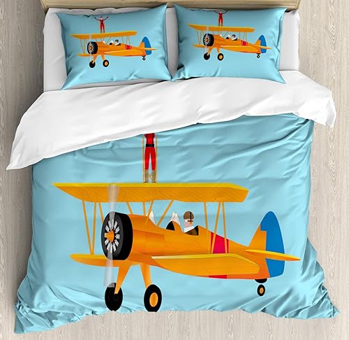 Miniatura 5 de Lunarable Whale Duvet Cover Set, Subaquatic Life in Arctic Circle with Fisherman Iceland Penguins Jellyfish, Decorative 3 Piece Bedding Set with 2