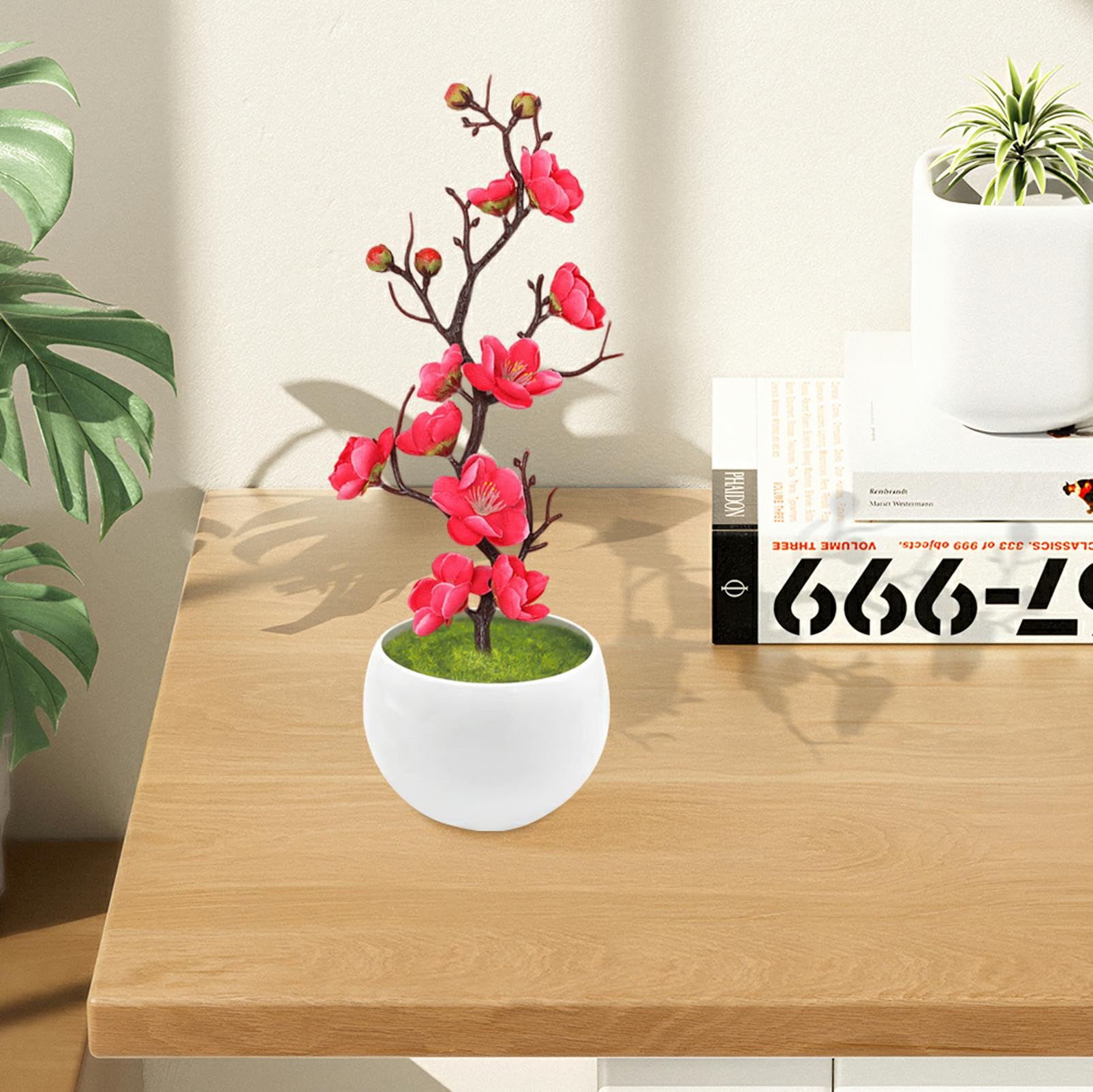 Fleurs Artificielles Prunier 3 Pots - 27cm, Décoration Intérieur/extérieur