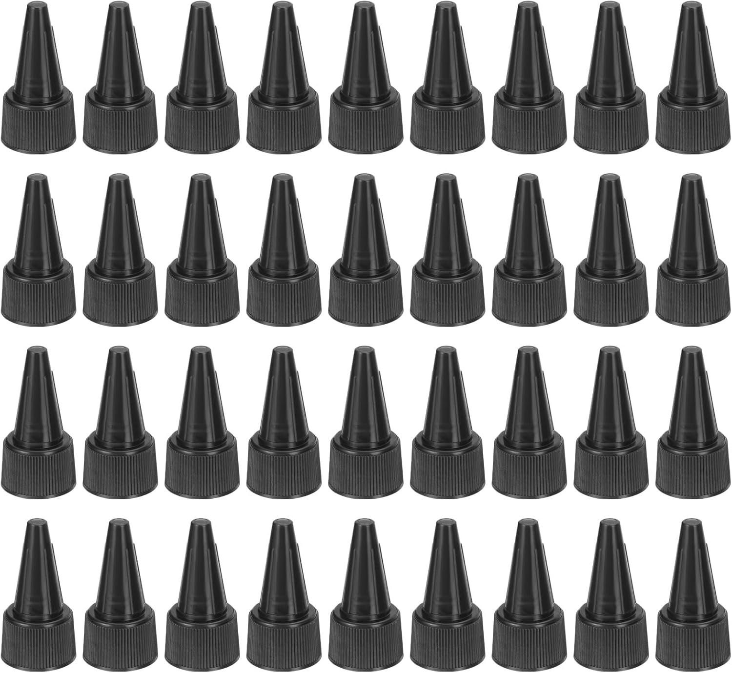 PATIKIL 20/410 Twist Bottle Caps, 36Pcs Plastic Ribbed Edge Squeeze Bottle Replacement Caps with Foam Gasket for Paint Lids Glue Dispensing Bottles, Black