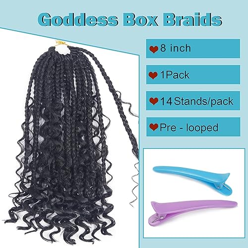 Vista 182 de Goddess Box Braids Crochet Hair With Curly Ends 18 Inch Bohomian Box Braids Crochet Braids 8 Packs 3X Crochet Braids Synthetic Braiding Hair 1B-4-30
