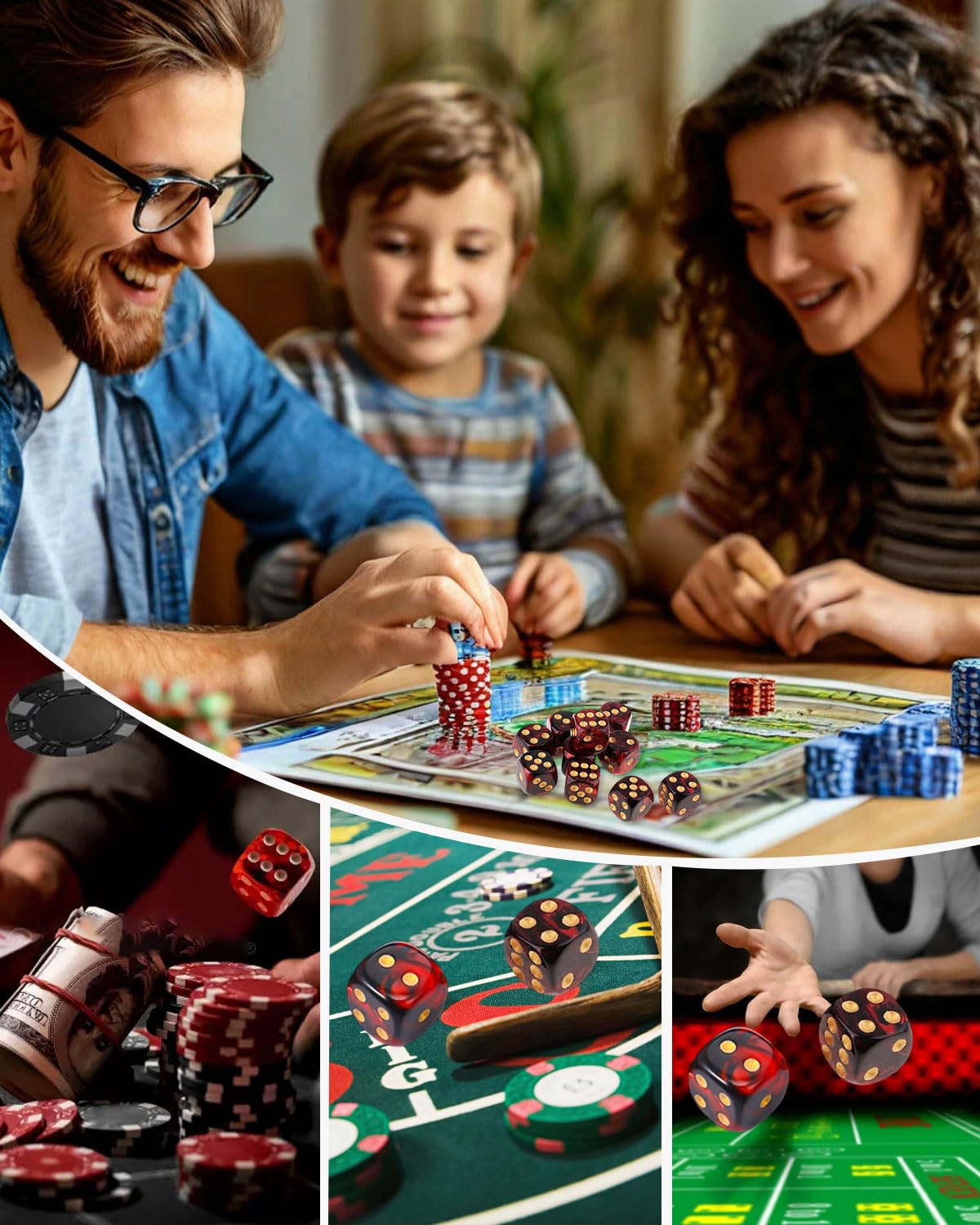 10 PCS Dadi,16mm D6 Dado Acrilici,Dadi Rosso-Nero con Borsa di Stoffa,per Giochi da Tavolo,Ruolo,Tavolo,Lezioni di Matematica