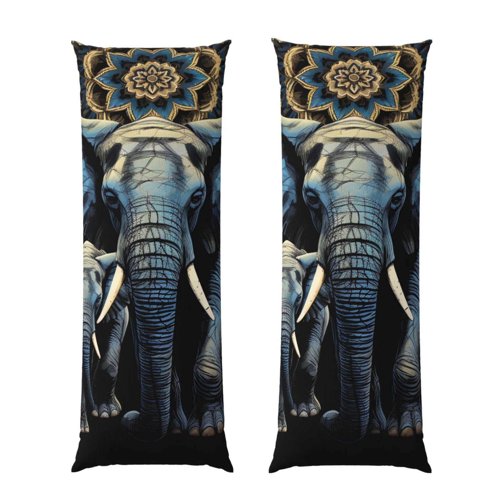 Housse de coussin longue lit et canapé fermeture éclair motif deux éléphants