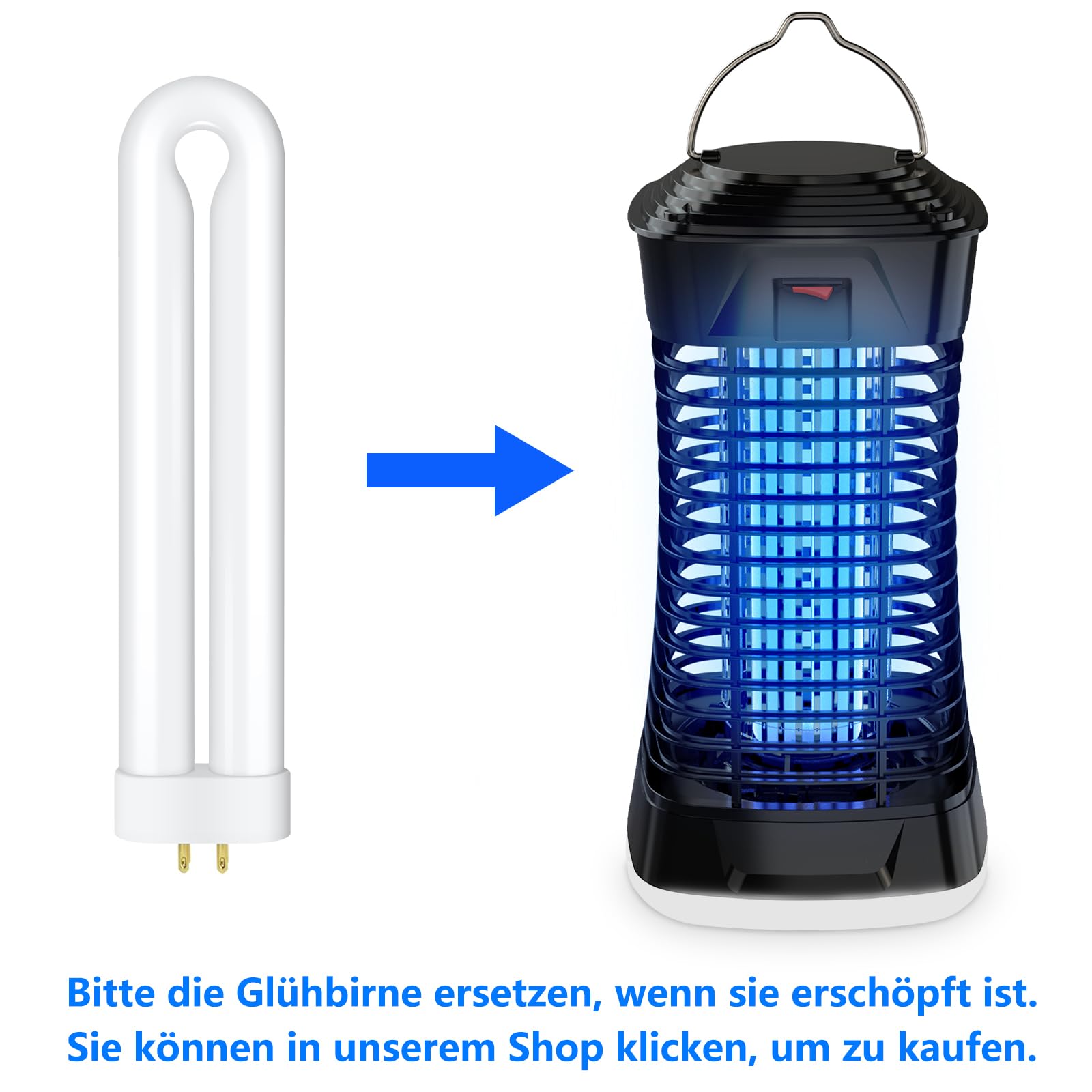 Loowoko Mückenlampe 4200V, Effektiver Mückenschutz, Elektrische Mückenfalle mit Lampe, Chemiefrei, Leise, Sicher für Kinder und Haustiere, Mückenvernichter für Innen & Überdachte Außenbereiche