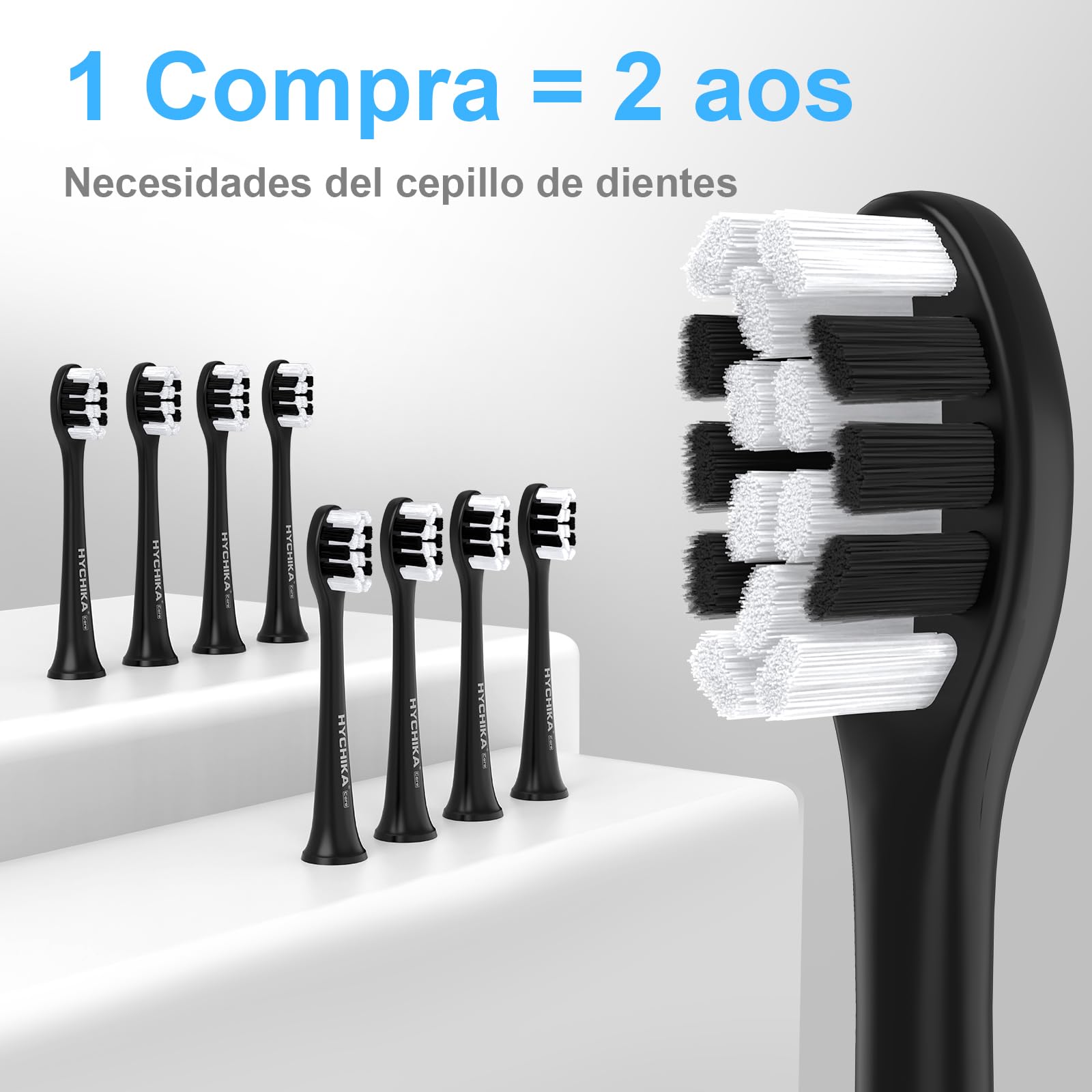 Cepillo de dientes eléctrico sónico para adultos,recargable 240 días de duración de batería con 2500mAh,8 cabezales de repuesto,3 modos de limpieza y resistencia al agua IPX7,negro